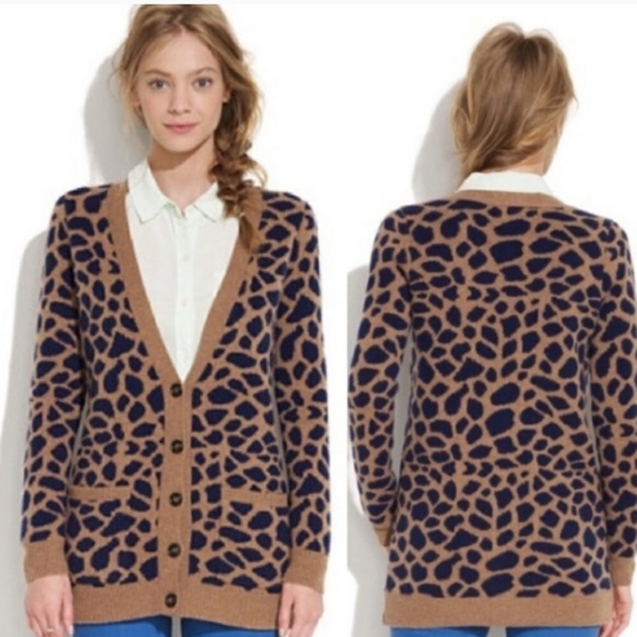 WALLACE animal print cardigan v-neck long sweater - Picture 9 of 9